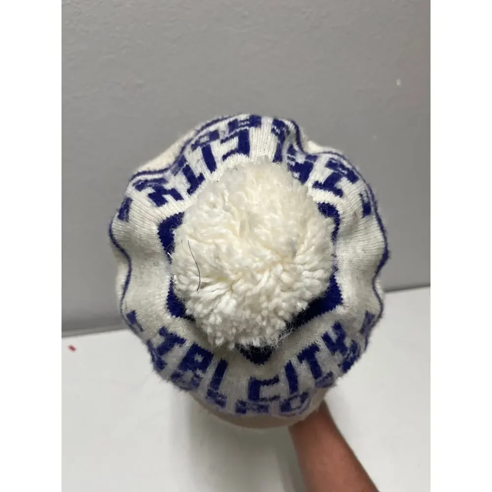 White Tri City Crusaders Cap Beanie puff